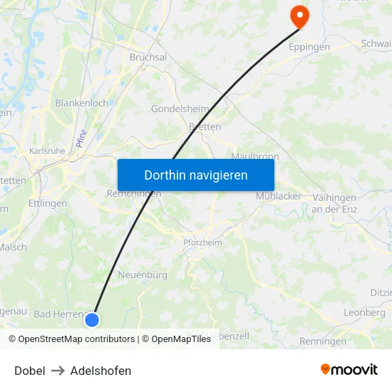 Dobel to Adelshofen map