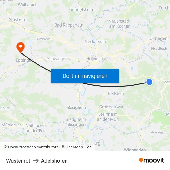 Wüstenrot to Adelshofen map