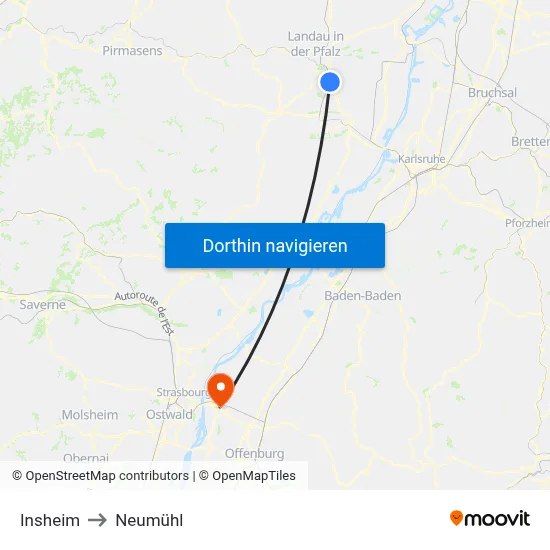 Insheim to Neumühl map