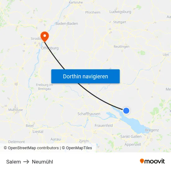 Salem to Neumühl map