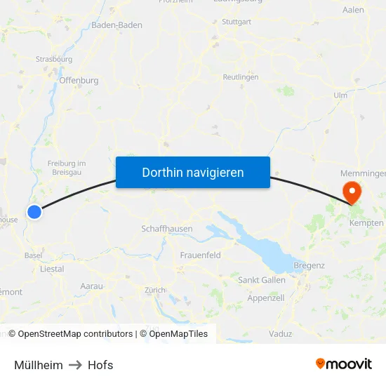 Müllheim to Hofs map
