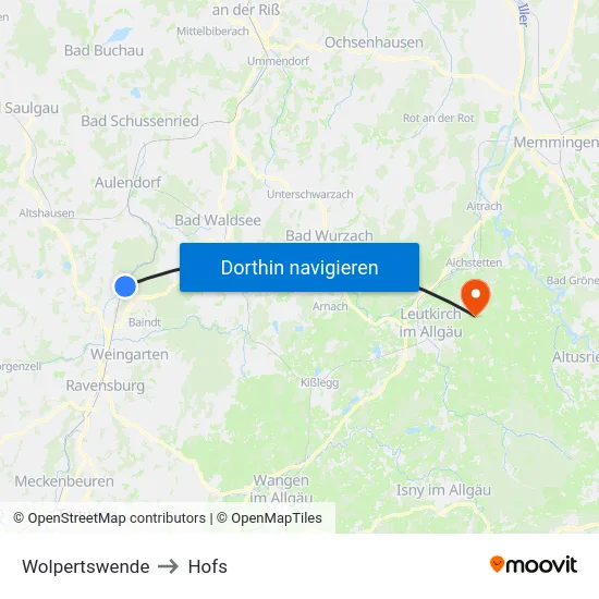 Wolpertswende to Hofs map
