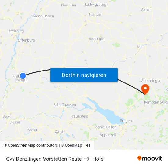 Gvv Denzlingen-Vörstetten-Reute to Hofs map