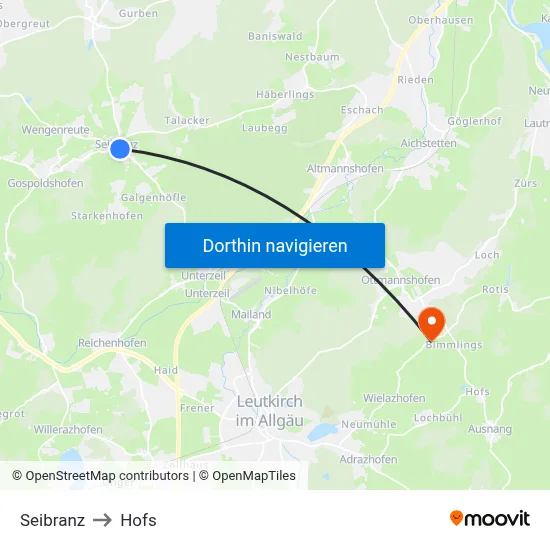 Seibranz to Hofs map