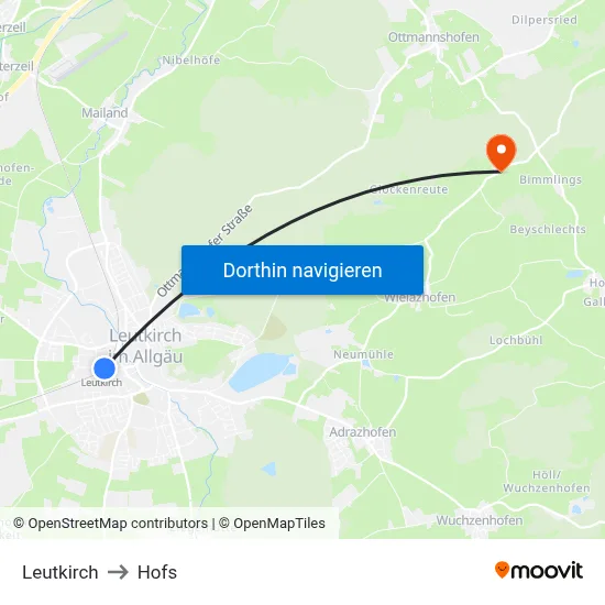 Leutkirch to Hofs map