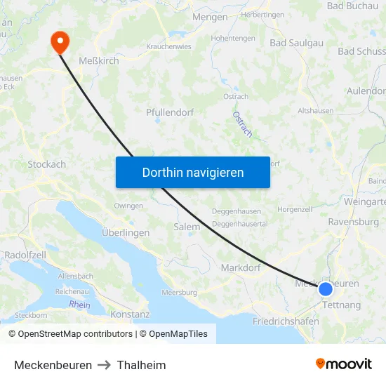 Meckenbeuren to Thalheim map