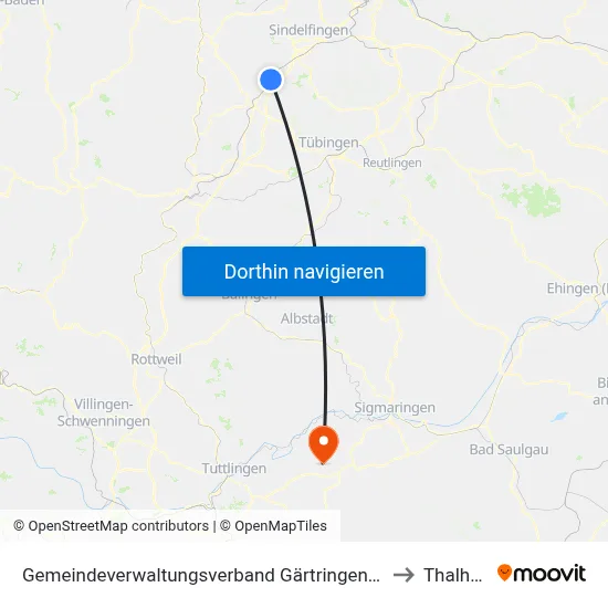 Gemeindeverwaltungsverband Gärtringen/Ehningen to Thalheim map