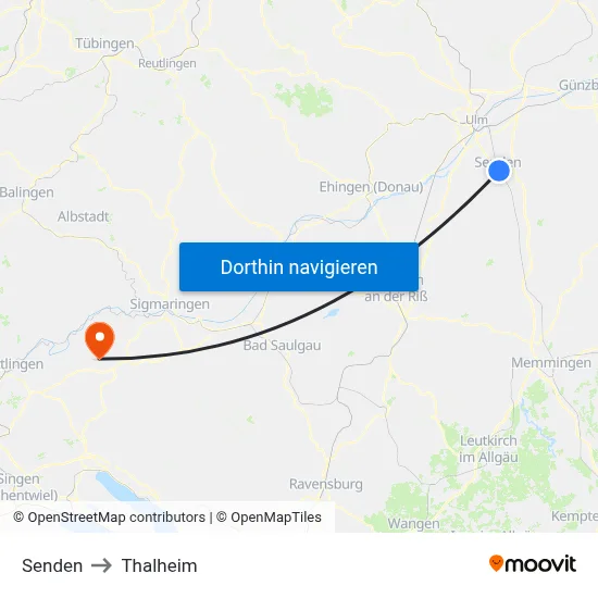 Senden to Thalheim map