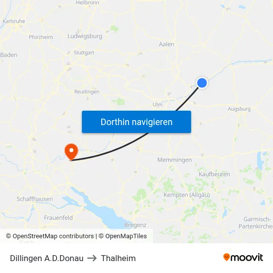 Dillingen A.D.Donau to Thalheim map