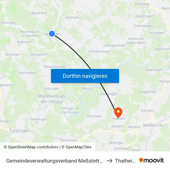 Gemeindeverwaltungsverband Meßstetten to Thalheim map