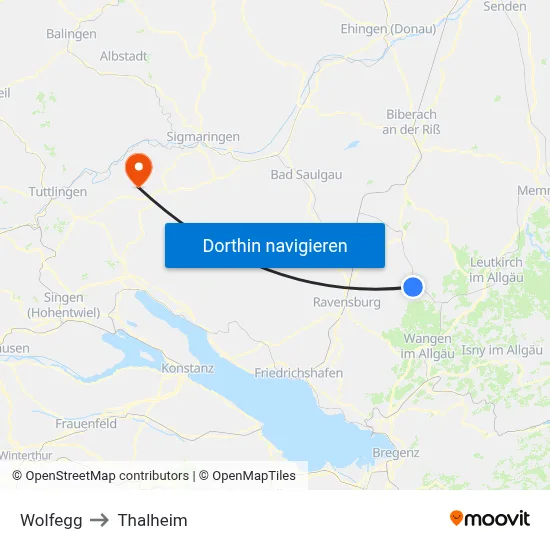 Wolfegg to Thalheim map