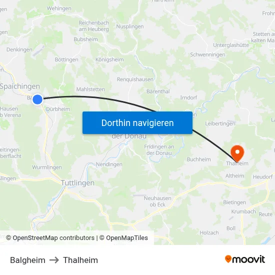 Balgheim to Thalheim map