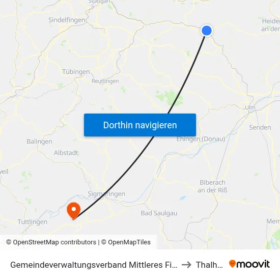 Gemeindeverwaltungsverband Mittleres Fils-Lautertal to Thalheim map