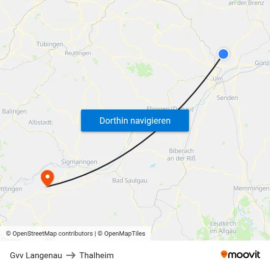 Gvv Langenau to Thalheim map