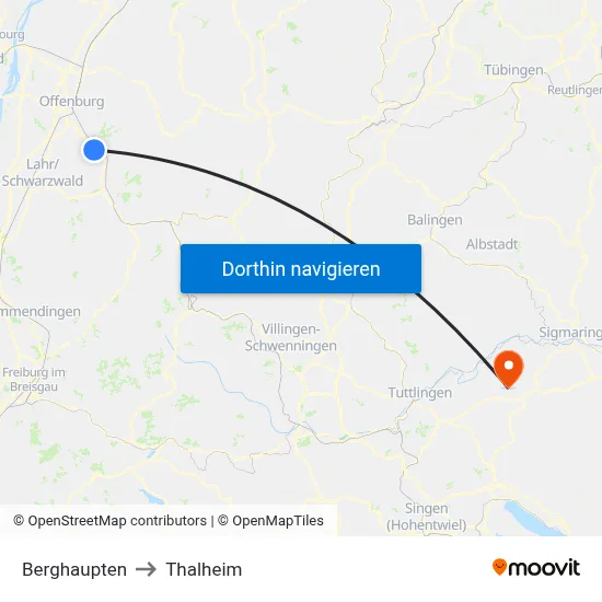 Berghaupten to Thalheim map