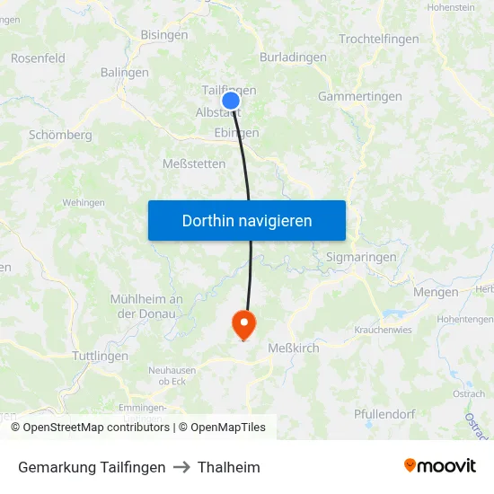 Gemarkung Tailfingen to Thalheim map