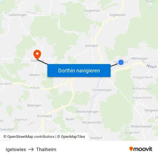 Igelswies to Thalheim map