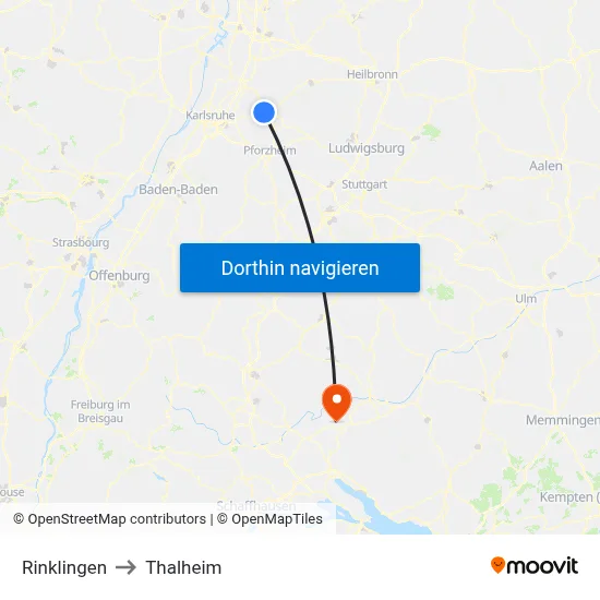 Rinklingen to Thalheim map