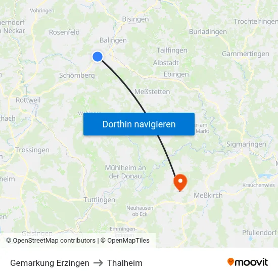 Gemarkung Erzingen to Thalheim map