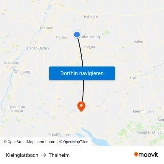 Kleinglattbach to Thalheim map