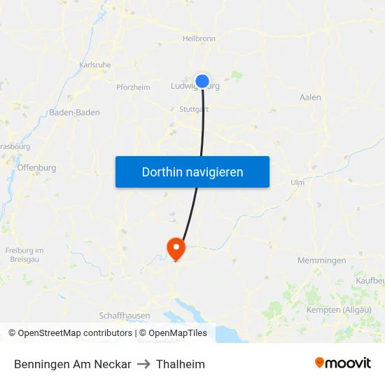 Benningen Am Neckar to Thalheim map