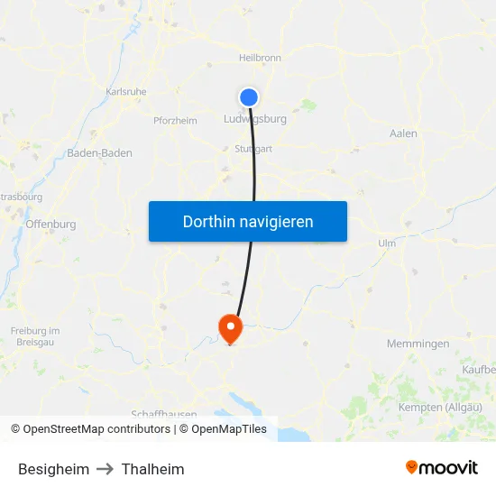 Besigheim to Thalheim map