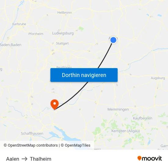 Aalen to Thalheim map