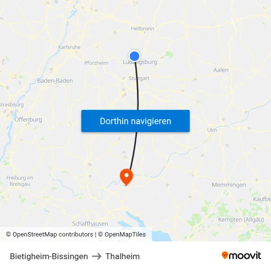 Bietigheim-Bissingen to Thalheim map