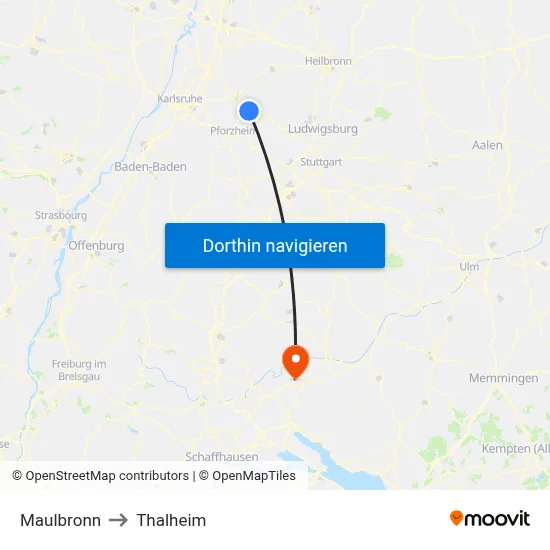 Maulbronn to Thalheim map