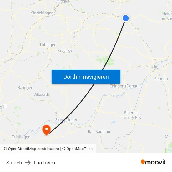 Salach to Thalheim map