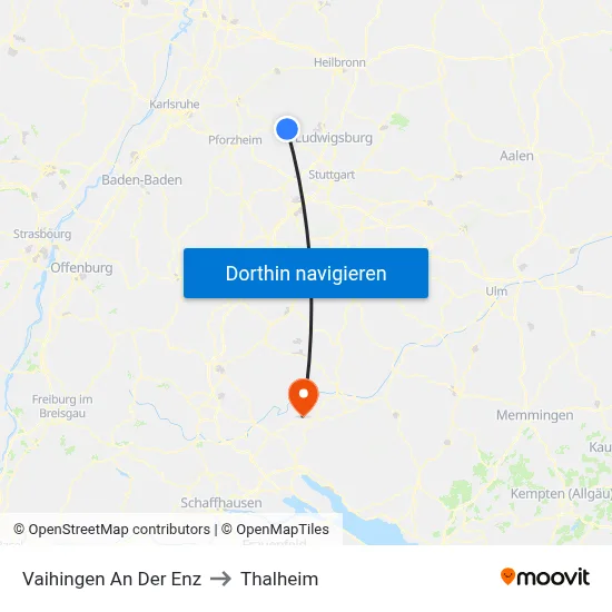 Vaihingen An Der Enz to Thalheim map