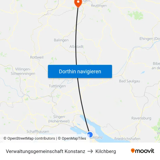 Verwaltungsgemeinschaft Konstanz to Kilchberg map