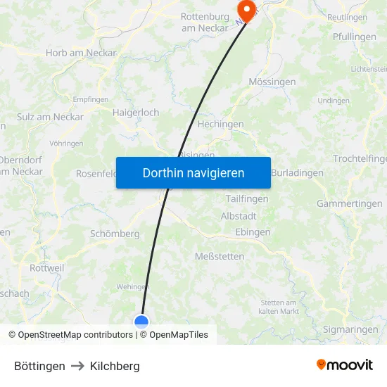 Böttingen to Kilchberg map