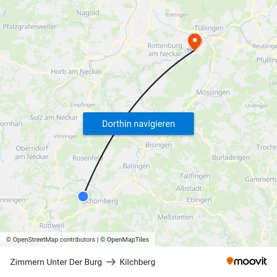 Zimmern Unter Der Burg to Kilchberg map