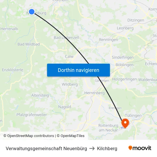 Verwaltungsgemeinschaft Neuenbürg to Kilchberg map