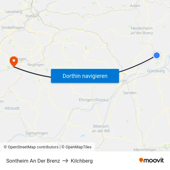 Sontheim An Der Brenz to Kilchberg map