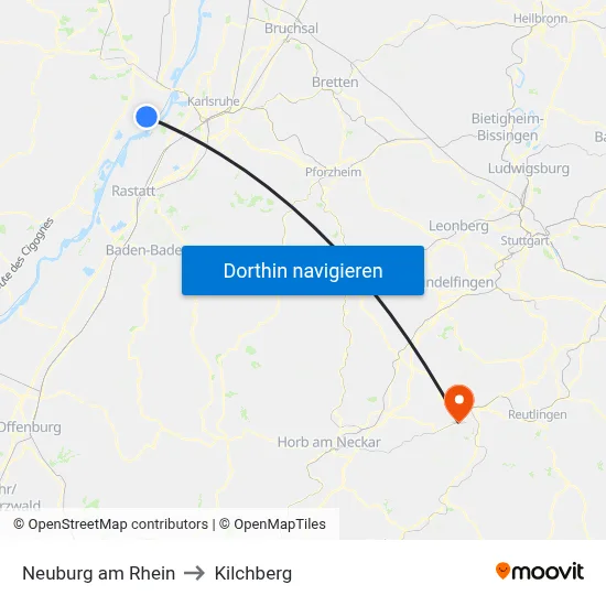 Neuburg am Rhein to Kilchberg map