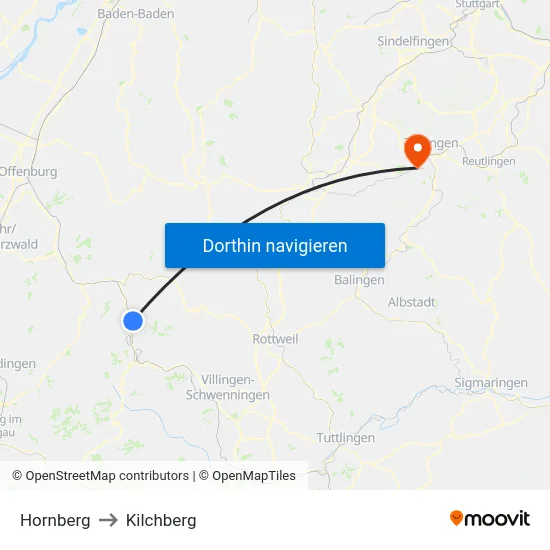 Hornberg to Kilchberg map