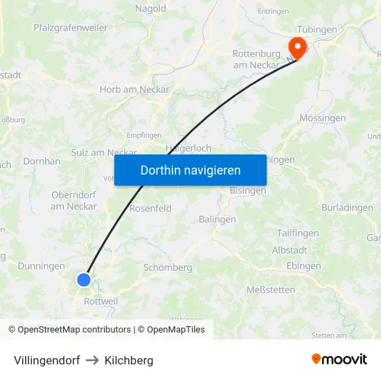 Villingendorf to Kilchberg map