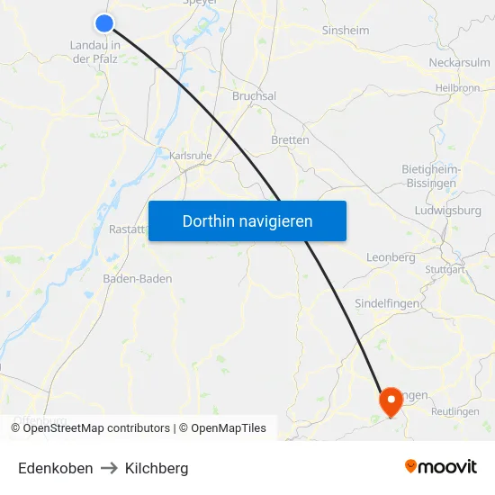 Edenkoben to Kilchberg map
