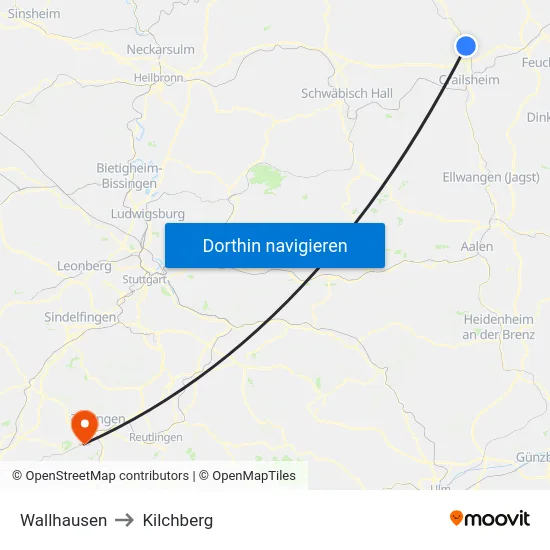 Wallhausen to Kilchberg map