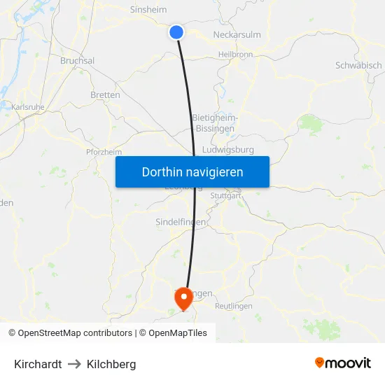 Kirchardt to Kilchberg map