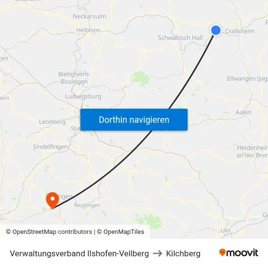 Verwaltungsverband Ilshofen-Vellberg to Kilchberg map