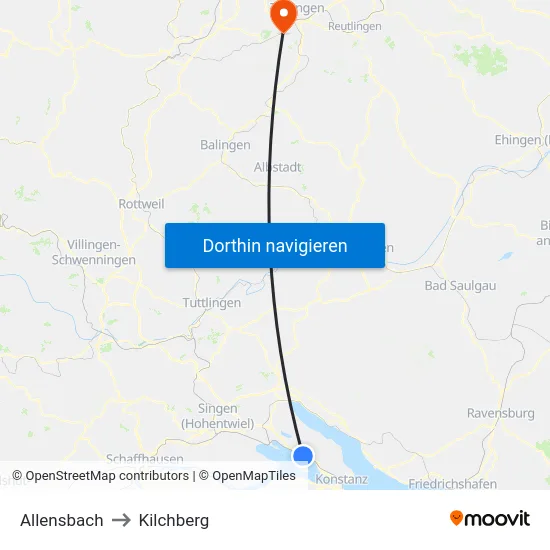 Allensbach to Kilchberg map