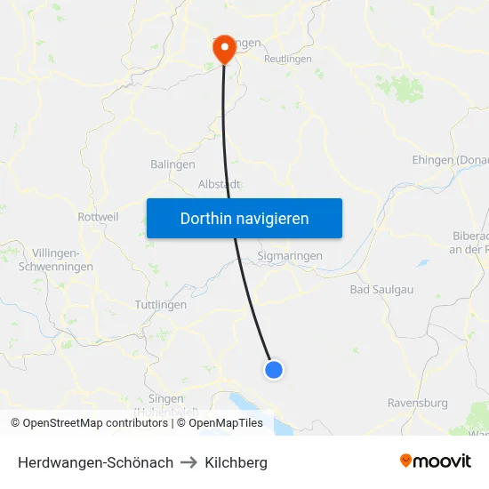 Herdwangen-Schönach to Kilchberg map