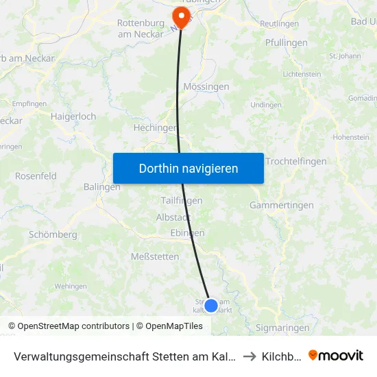 Verwaltungsgemeinschaft Stetten am Kalten Markt to Kilchberg map