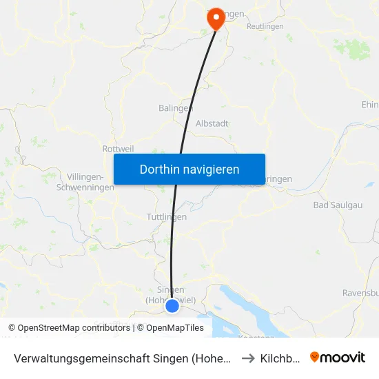 Verwaltungsgemeinschaft Singen (Hohentwiel) to Kilchberg map