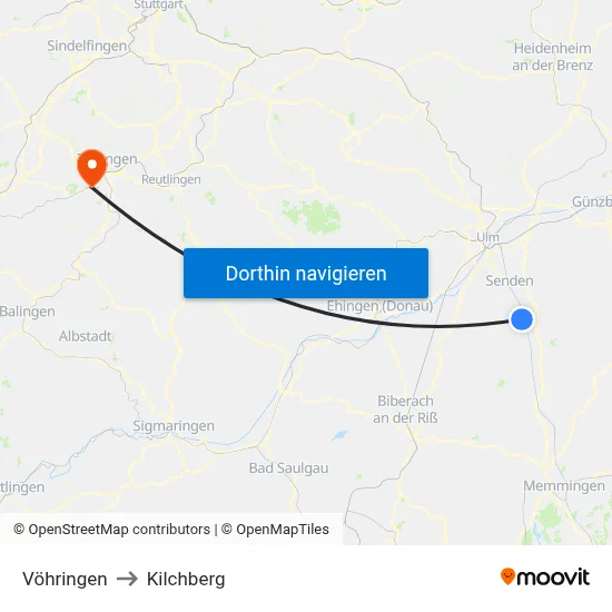 Vöhringen to Kilchberg map
