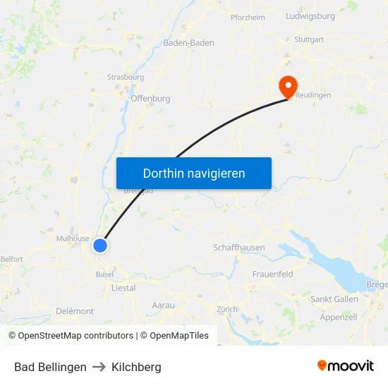 Bad Bellingen to Kilchberg map