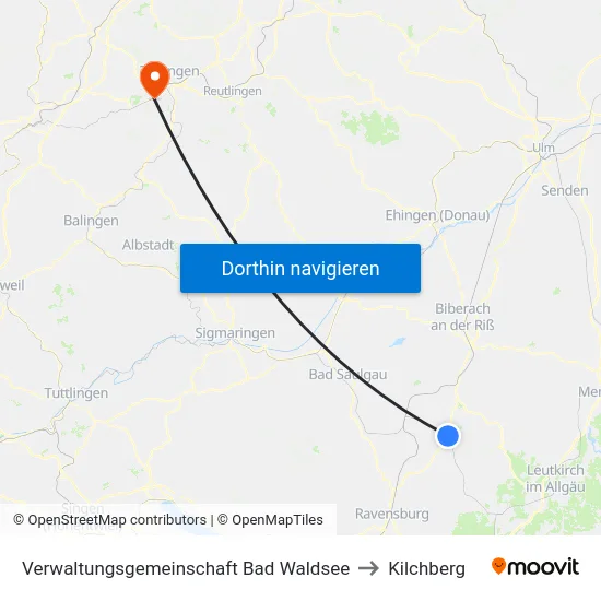 Verwaltungsgemeinschaft Bad Waldsee to Kilchberg map